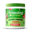 Amazing Grass Super Greens Powder Energy, Organic Greens Blend Smoothie Supplement, Plant Based Caffeine, Yerba Mate, Green Tea Leaf, Beet Root, Watermelon, 30 Servings, 7.4 Ounce (Packaging May Vary)