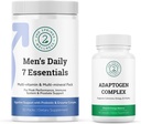 Gizonen eguneroko 7 Essentials & Adaptogen Complex Bundle - Complete Multivitamin Pack and StressAdaptation Support for Men's Optimal Health