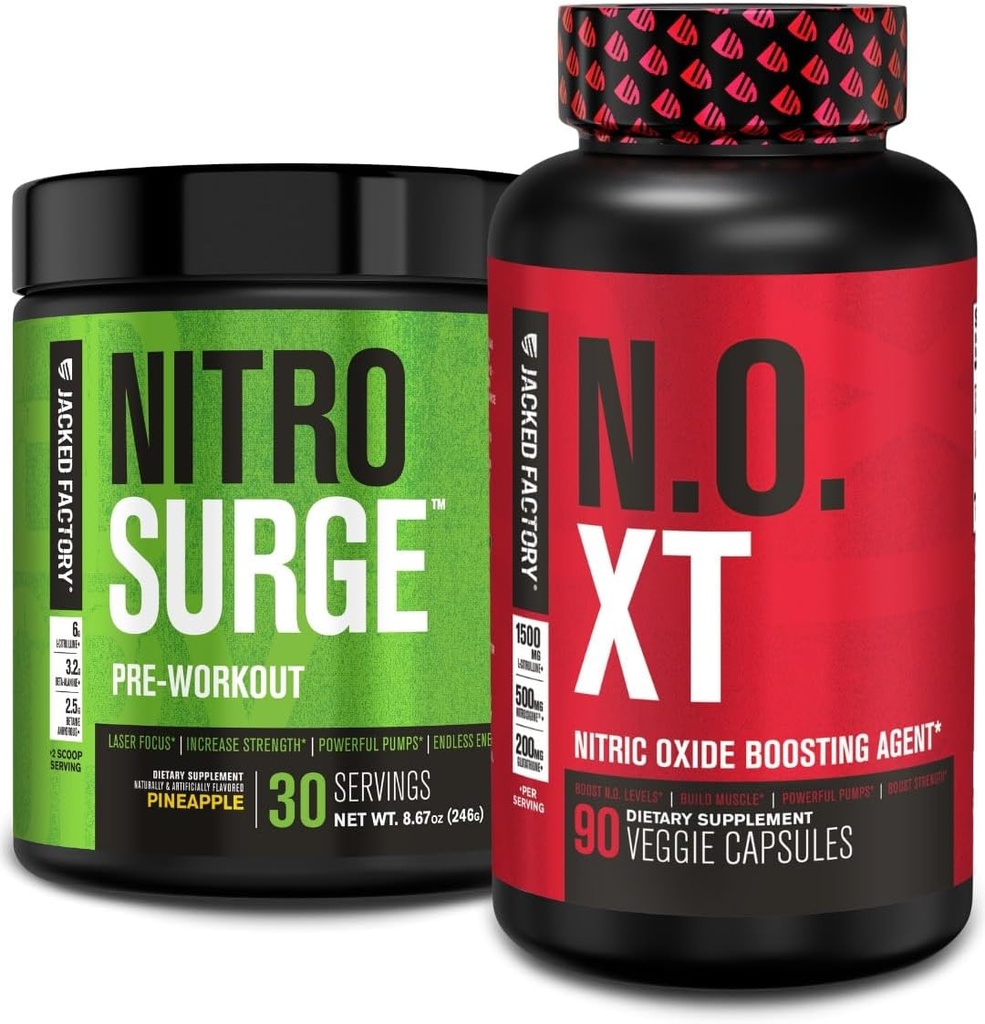 Jacked Factory Nitrofresh Pre- cvičení v Ananas & N.O. XT Nitric Oxide Booster pro muže a ženy