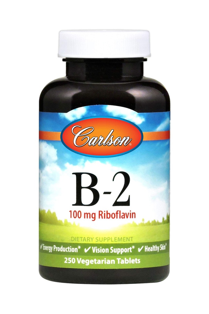 Carlson - B-2, 100 mg Riboflavin, Energy Production, Vision Support & Healthy Skin, 250 Vegetarian Tablets