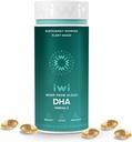 Iwi DHA Omega-3, 60 Softgels (30 Xidmət), Bitki-based Algae Omega 3, Brain, Eyes & Nervous System Support Dietary Supplement, Krill & Fish Oil Alternative, No Fishy aftertaste