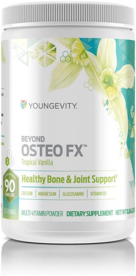 Youngevity Beyond Osteo-FXTM Powder – 1200 mg com Vitamina D3, Fosfato de Tricálcio, Magnésio e Zinco – Suplemento de Citrato de Cálcio para Mulheres e Homens – Não-GMO, Baunilha Tropical sem Glúten