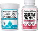 Physician's CHOICE - Optimal Gut Health Bundle: 60 מיליארד Probiotic 60ct + Digestive Enzyme 180ct for Digestive Comfort and Immune Support