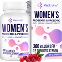 Vaginálne probiotiká pre ženy - 300 miliárd CFUs 12 Kmene Probiotiká s prebiotikom, Organické Cranberry Extract Daily Women's Probiotic for Vaginal, Urinary, Digestive, Gut, Immune Health, 60 Kapsule