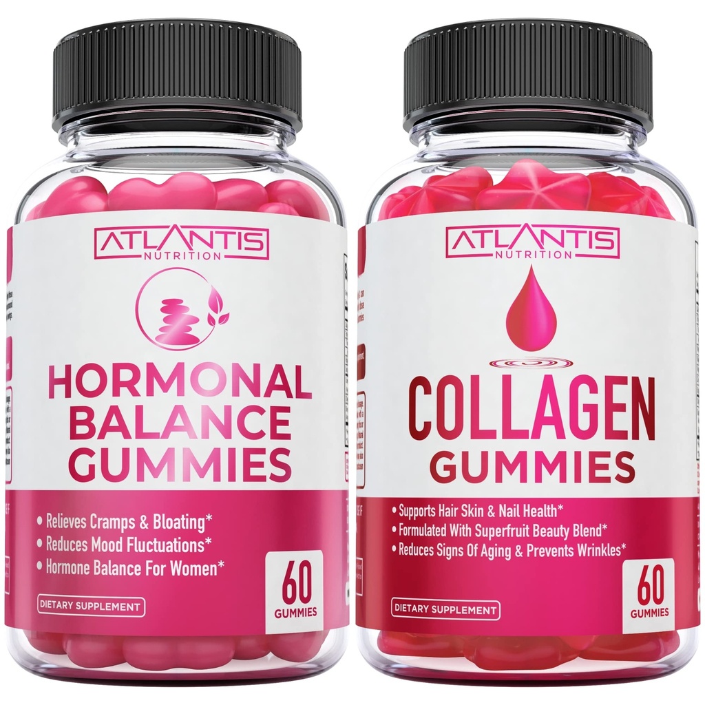 Atlantis Nutrition Hormonal Balance PMS Relief 60 Gummies + Collagen 60 Gummies