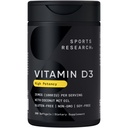 Sports Research® Vitamin D3 1000 IU with Coconut MCT Oil - High Potency Vitamin D Supplement for Immune & Bone Support - Gluten Free · Non-GMO · Soy Free - 360 Count Softgels