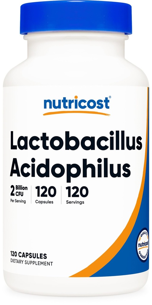 Nutricost Lactobacillus Acidophilus (2 Billion CFU) 120 Capsules | 120 Servings Per Bottle