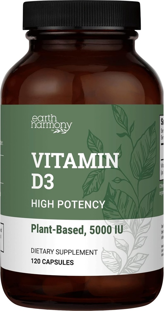 Vegan Vitamin D3 5000 iu Supplement - Reine, hohe Potenzzusätze für Immungesundheit und starke Knochenunterstützung - Vitamin D 5000 iu - 120 Kapseln, 4-Monat-Versorgung