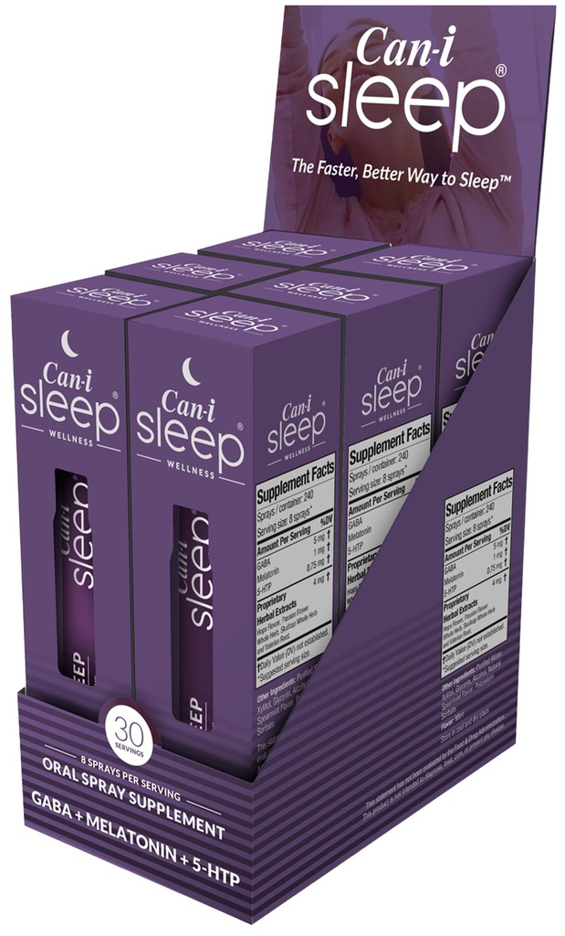 Can-i Sleep Aid Spray for Adults – Fast-Acting Sleep Spray for Sleeplessness, Travel & Students – Fall Asleep Fast & Stay Asleep – Melatonin Spray with GABA & 5-HTP – 180 Servings (6 Pack)