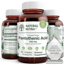 Natural Nutra Time Release Pantothenic Acid 500 mg, Vitamin B5 Supplement Helps Break Down Fat and Carbohydrates, Metabolism and Energy, Improve Muscle Health, Reduce Skin Spots, 60 Vegetarian Tablets
