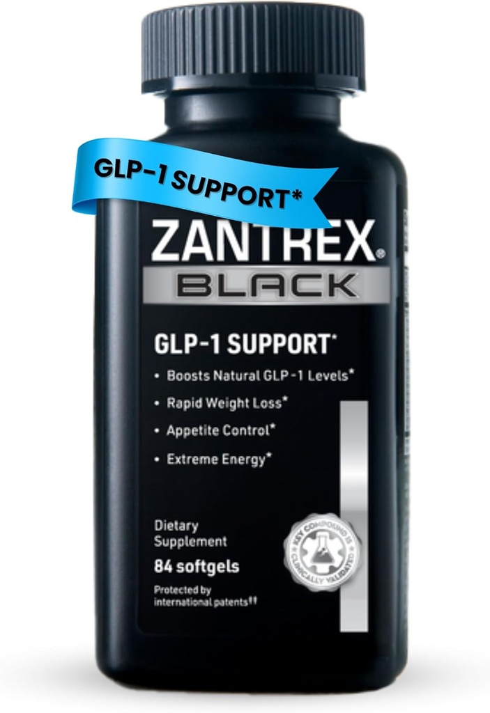 Zantrex Black - естественно повышает GLP-1 и поддержку метаболизма | Подавитель аппетита, термогенная энергия, формула потери веса | 84 таблетки