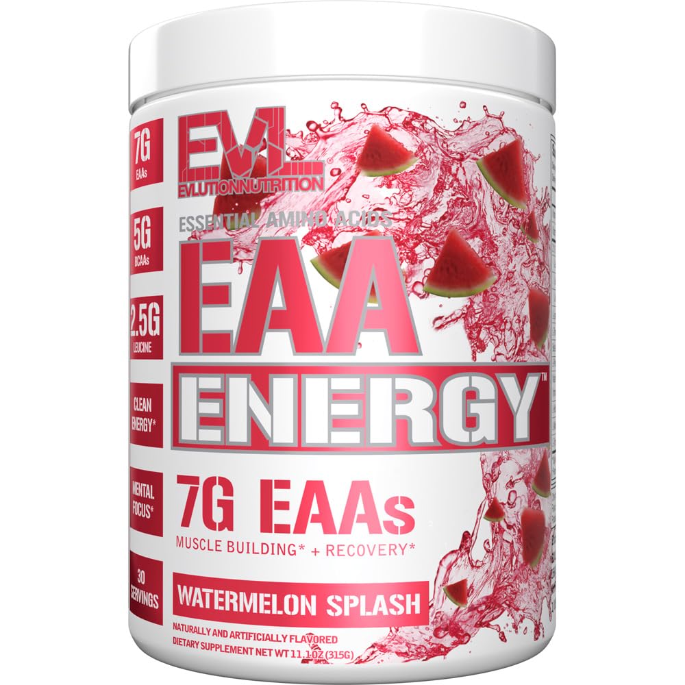 EAAs Amino Acids Powder - Energizing EAA Essential Amino Acids Pre & Post Workout Powder for Muscle Building Energy and Recovery Support with 7g per Serving Plus 5g BCAAs (Watermelon, 30 Servings)