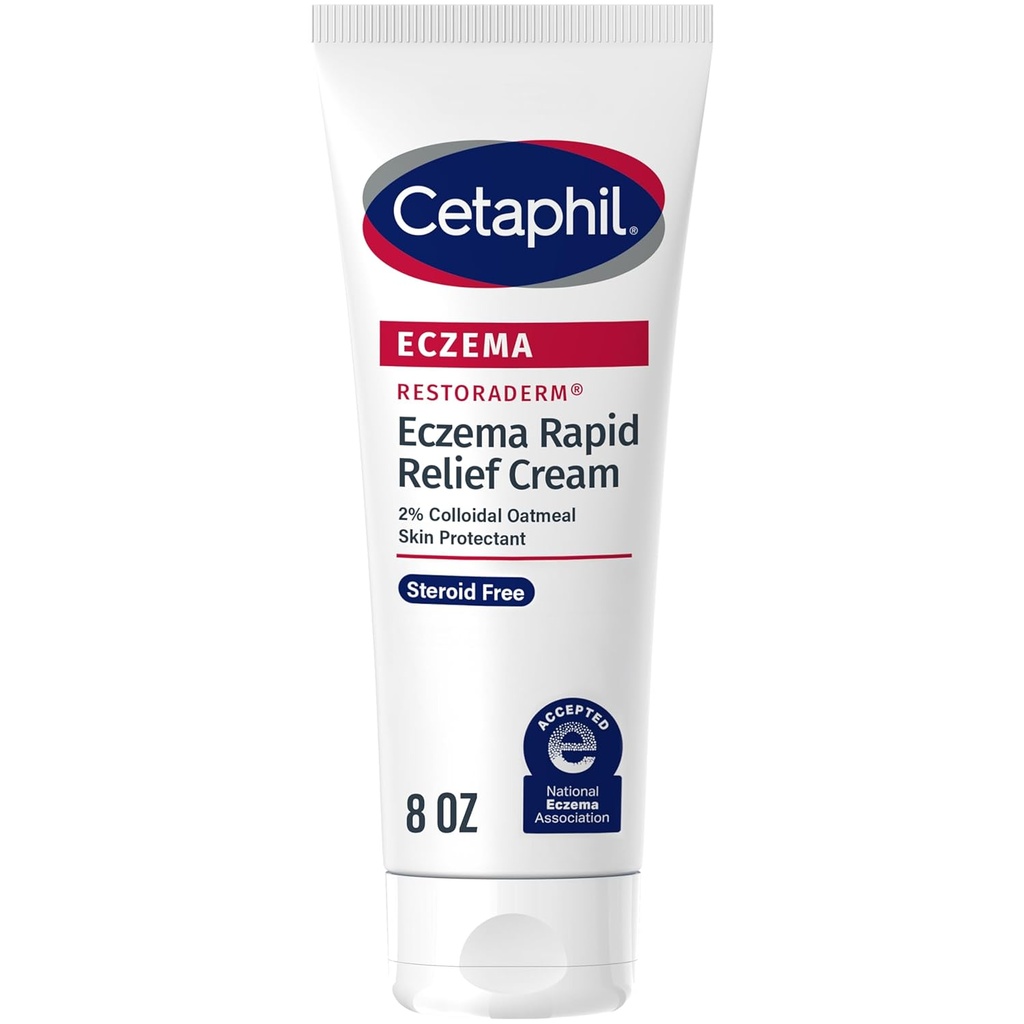 CETAPHIL ECZEMA RESTORADERM FLARE-UP RELIEF CREAM, för Eczema Prone Skin, 8 oz, Barrier Repair, 48 Hour Hydration, 2% Skin Protectant Colloidal Oatmeal, Steroid Free