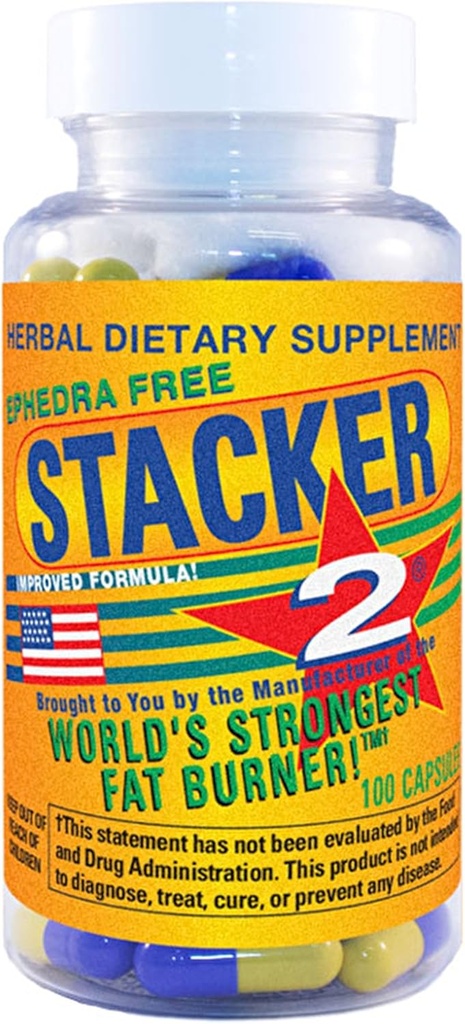 Stacker 2 Fat Burner Kapsler, Ephedra Free, 100- Count Flaske
