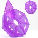 מארגנת גלולות שבועיות, 2 Pack Portable Pill Box Medicine מקרה 6 צבעים (Seven Day) מהדורה חדשה עבור ויטמין / שמן שמן שמן / פילס / Supplements-Arthritis Friendly (Purple)