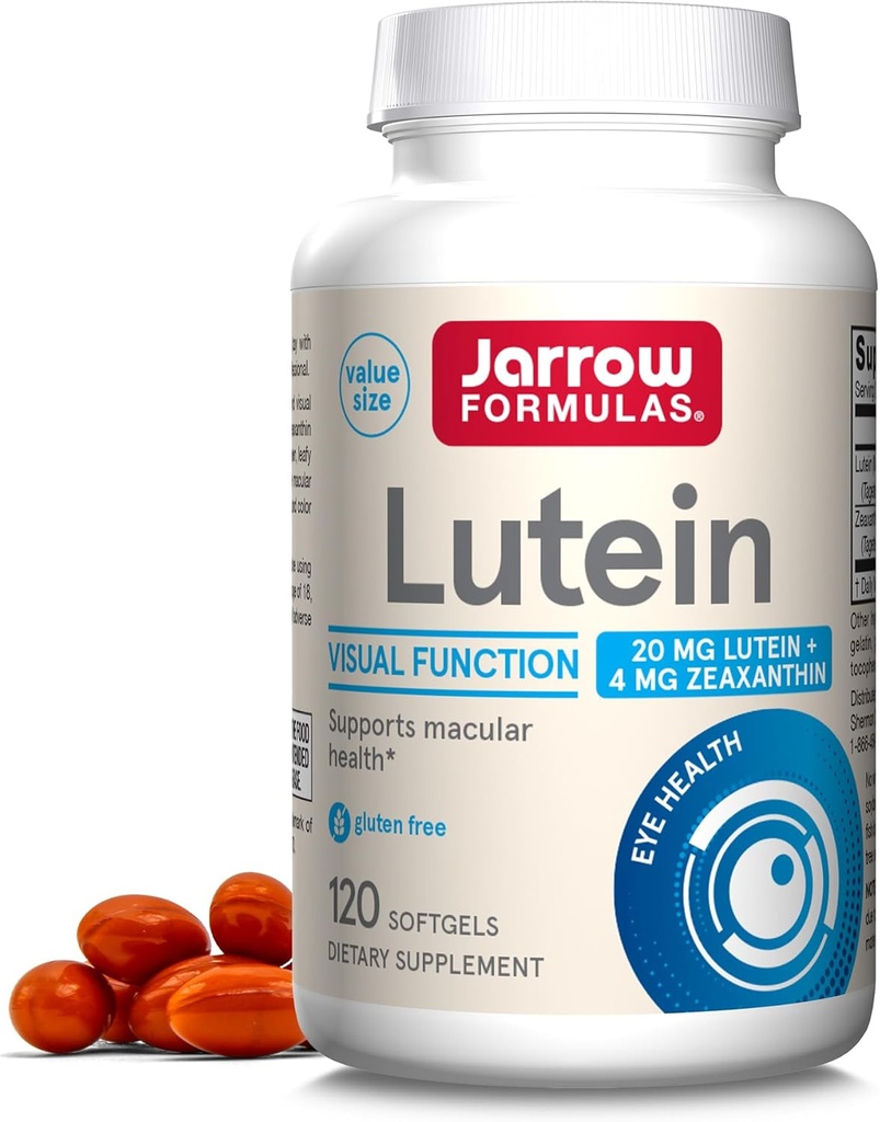 Jarrow Formulas Lutein 20 mg ilə Zeaxanthin, Visual funksiya və Macular Health Support, 120 Softgels, 120 Day Supply