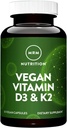 MRM Nuturition Vegan bitamina D3 eta K2 | Hezur + Immune Health | Lichen bidez egina | Supports Calcium Absorption | Vegan + Vegetarian Friendly | 60 zerbitzari