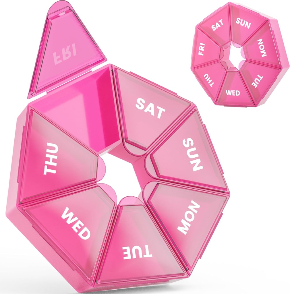 Щотижневий Pill Організатор, 2 Pack Portable Pill Box Медицина випадку 6 кольорів (Seven Day) New Edition для вітаміну/Fish Oil/Pills/Supplements-Arthritis Друго (Червоний)