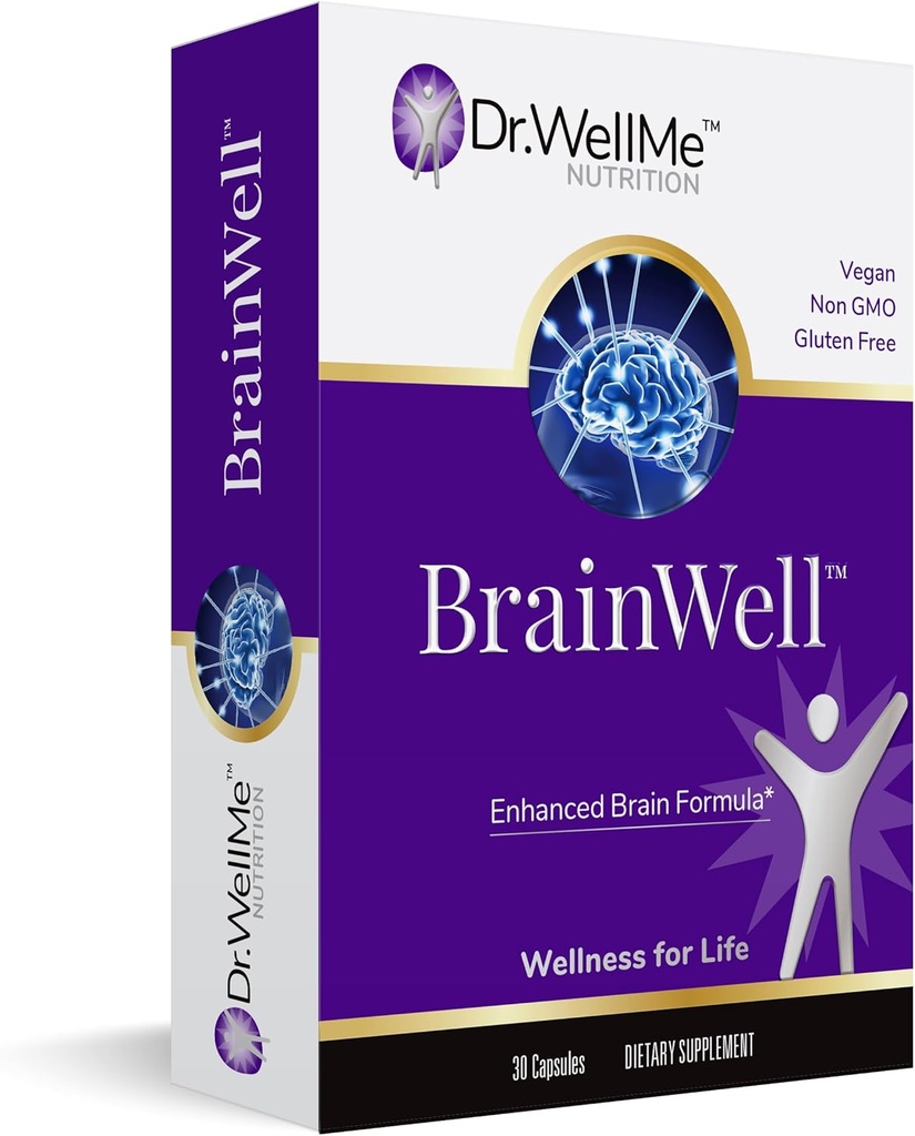Dr.WellMe- Nootropic Cerveau Booster Supplément avec Turmeric & Ginkgo Biloba pour les hommes et les femmes – L-Theanine, vitamine D3 pour améliorer la mémoire, la concentration et la santé cognitive – Capsules végétaliennes (30 comte)