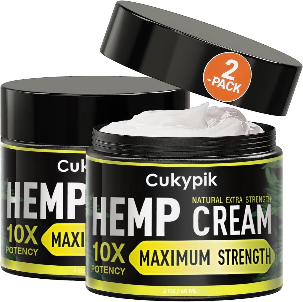 2 Опаковка Hemp Cream Максимална сила - Hemp Oil & Arnica Cream, Всички Natural Instant Menthol 2oz