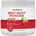 Curablend Organic Beet Root Powder - remolacha de óxido nítrico, apoio a presión arterial saudable, circulación de sangue Superfood Blueberry Flavored - 30 servizos