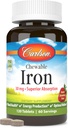 Carlson - Chewable Iron, 30 mg, Superior Абсорбция, Blood Health, Energy Production & Optimal Wellness, Chewable Iron Addition for Women & Men, Natural Ягодов аромат, 120 таблетки