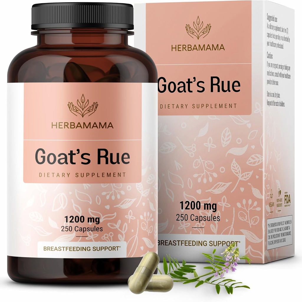 HERBAMA Goat's Rue Capsules - 1200mg Galega Officinalis für Mutter's Brust Milch Lactation Support - Vegan, Non-GMO Ziegen Rue Herb Lactation Supplement