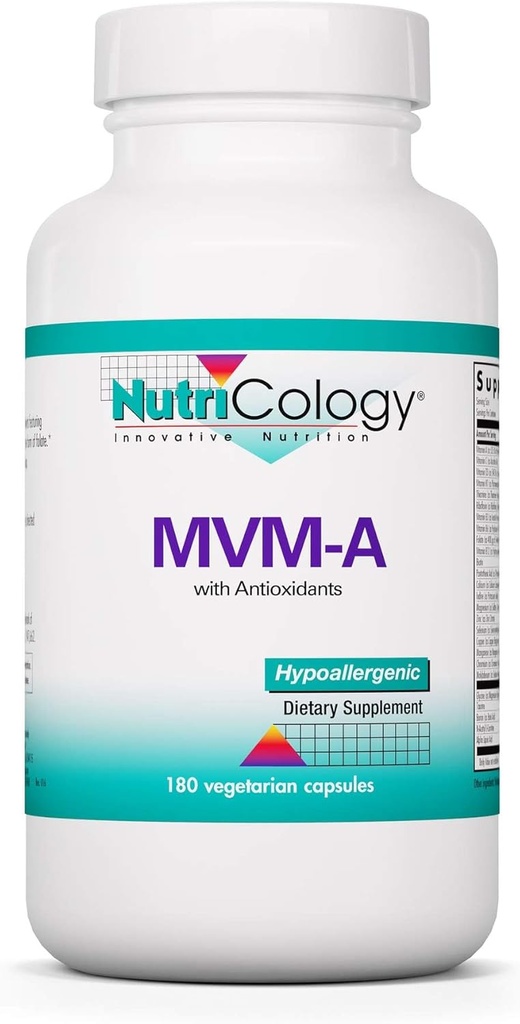 Nutricology MVMA dodatek - Multivitamin pro muže a ženy, se železem, denní vitaminy, pro dospělé, vysoká potence, biologicky dostupné, Vegetariánské kapsle - 180 Počet