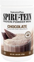 Natures Plus SPIRU-TEIN, sjokolade - 1.05 lb - Plantebasert proteinshake - Ikke-GMO, Vegetarisk, Glutenfri - 17 Total Services