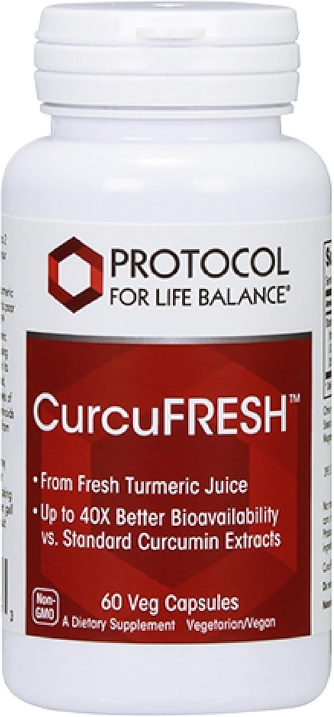PROTOCOL ДЛЯ ЖИТТЯ BALANCE CurcuFresh - 40x Absorption - Турмеричний сік порошок - з Curcuminoids - від Curcuma Longa - Vegan & Non-GMO - 60 Veg Капсули