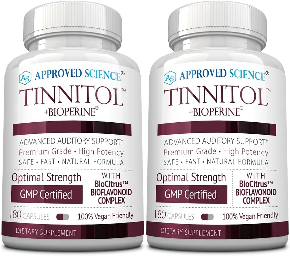 Schválené vědy Tinnitol - Tinnitus Support Supplement - Ease Ringing in The Ears - Boost Inner Uar Health - 2 Lahve - 6 měsíční dodávky - Made in USA