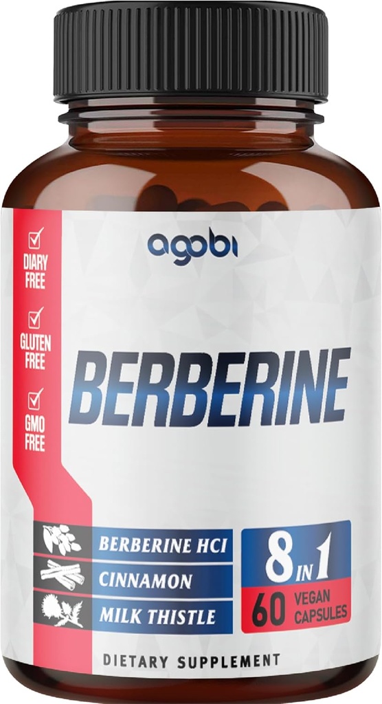 Berberine Supplement with Ceylon, Milk Thitle, Turmeric, Elderberry & More - Podpora Immune, Kardiovaskulárne a gastrointestinálne - 60 Počet po dobu 2 mesiacov