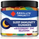 Absolute Immunity- Zinc and Elderberry Sleep Gummies with Melatonin, 100% Drug Free Sleep Aid, Immune System Support, Adults and Kids 30ct