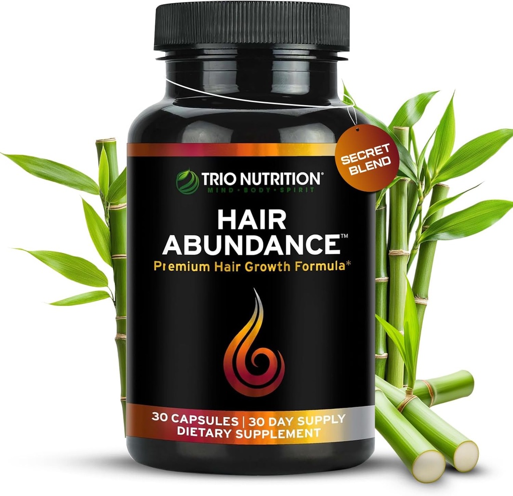 TRIO NUTRITION Saç Abundance | Saçın inkişafı, Güclü Nails və Smooth Skin üçün Natural Vitamini / Kolaj, Keratin, sink və Selenium ilə dəstəkləndirilmişdir | Biotin 10000mcg