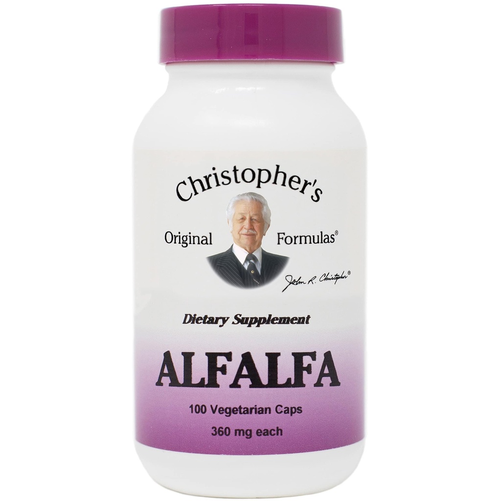 Christopher's Original Formulas Alfalfa Leaves | 100 Vegetarian Capsules | Pure Herbal Single in Vegetable Capsules | Non-GMO & Plant-Based