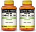 Mason Vitamins Ginkgo Biloba 500 mg 180 kapsułek żelatynowych na butelkę, opakowanie zawierające 2 butelki Razem 360 kapsułek