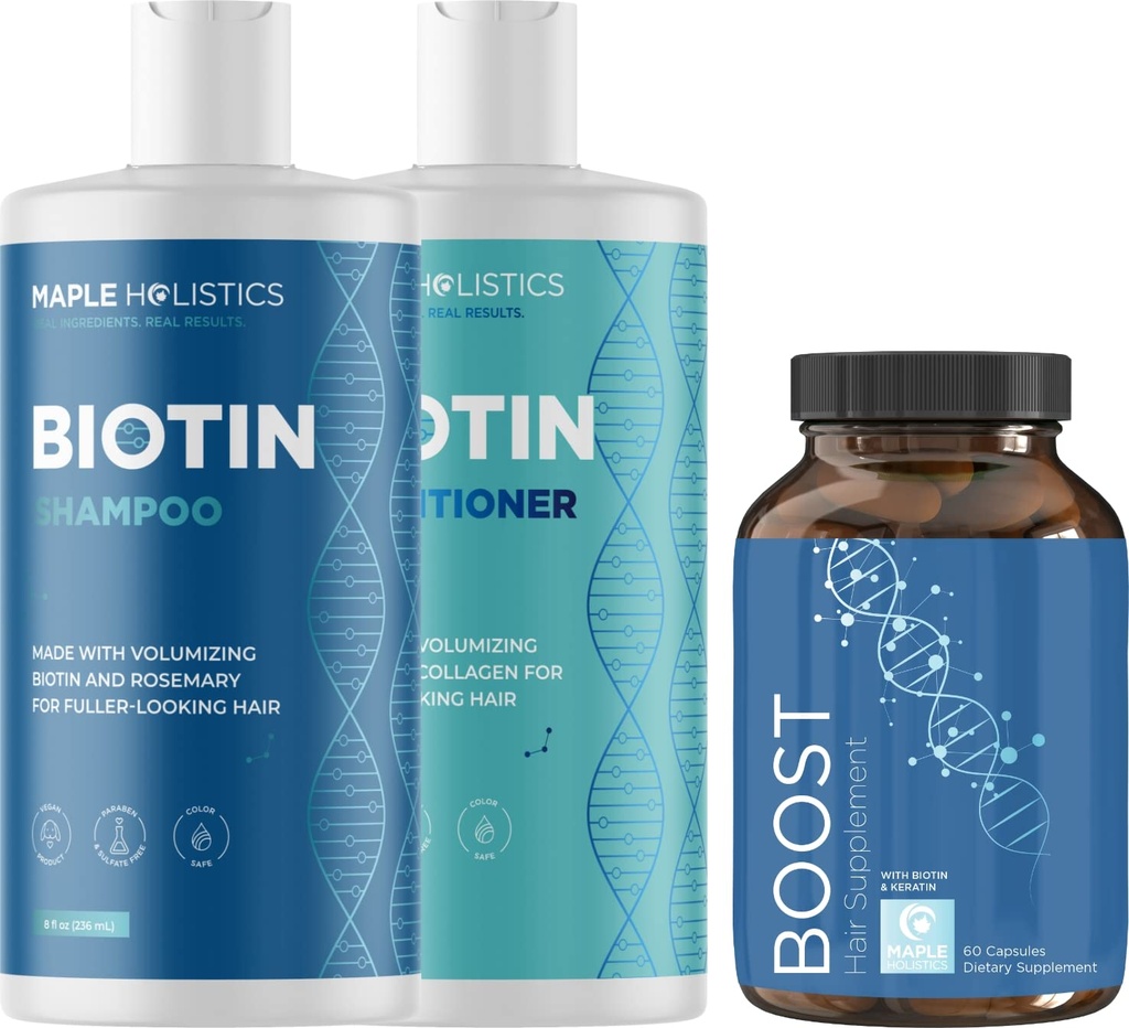 Biotin Shampoo和条件与发型补充剂 -- -- 用于发型生长的生物素补充剂+Rosemary和挥发性香波和条件补充剂-Rosemary Biotin和Collagen hair Thicking 产品