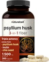 NatureBell Psyllium Husk Fiber Supplement, 1.500mg por serviço, 360 Cápsulas, com Inulin & Chia Seed, Fibra Solúvel Orgânica para Saúde Digestiva & Gut, Baseada em Plantas, Não-GMO, Sem Glúten