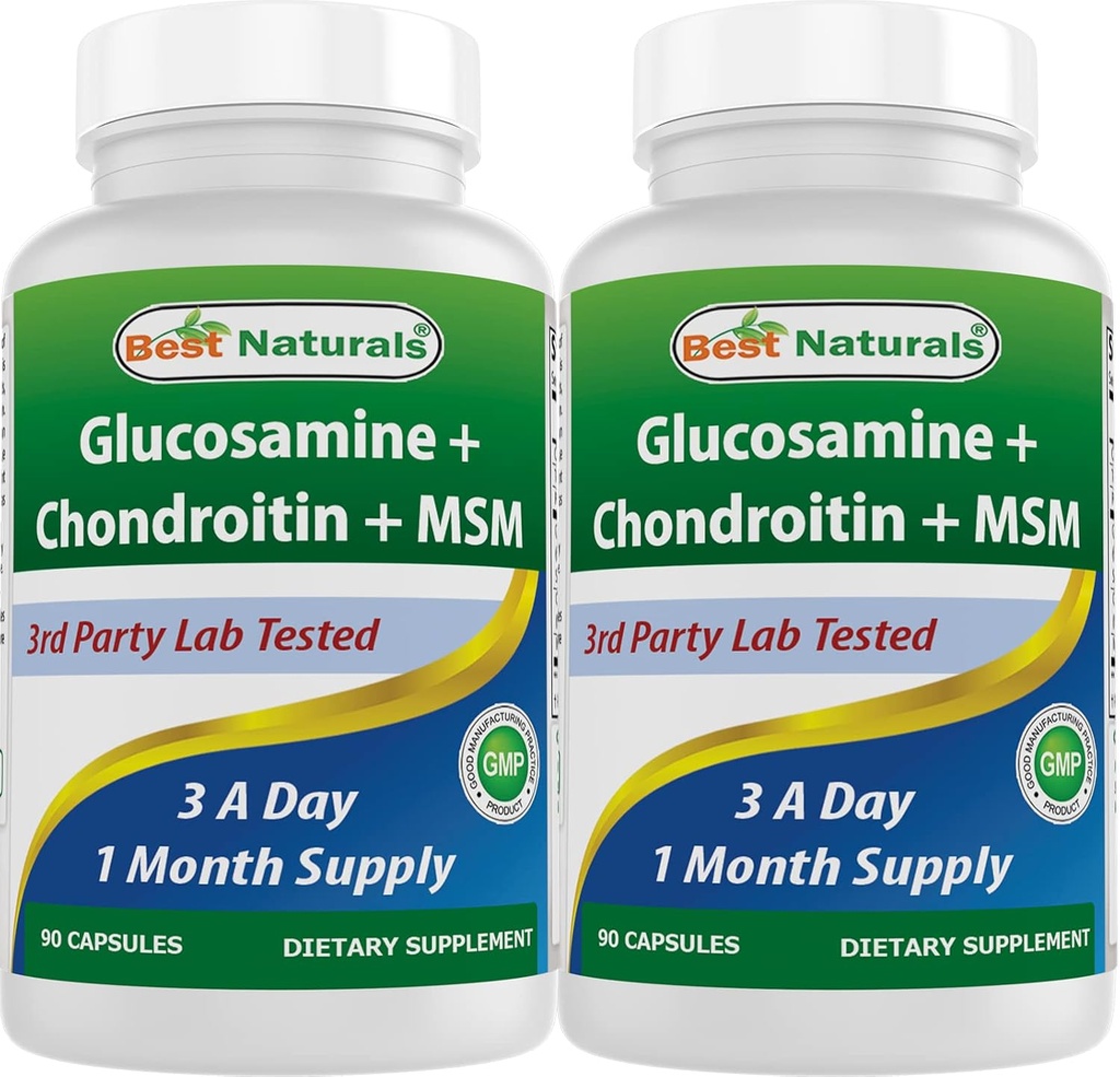 Best Naturals, Glucosamine Chondroitin MSM добавки, 2600 mg на Сервиз, 90 капсули (90 броя (пакет 2))