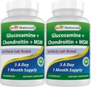 Best Naturals,Glucosamine Chondroitin MSM 补充剂,每服2600毫克,90卡普尔(90个计数(包2))