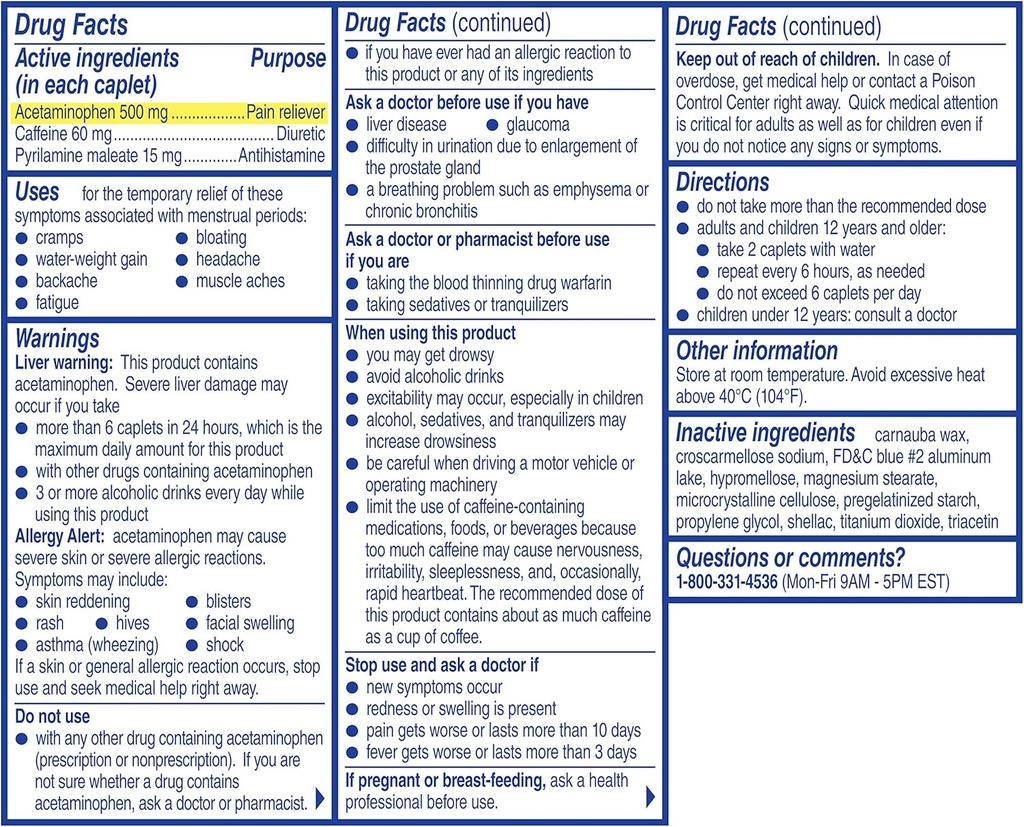 Midol Completat Caplets, caixa de 40comments (6 paquets )