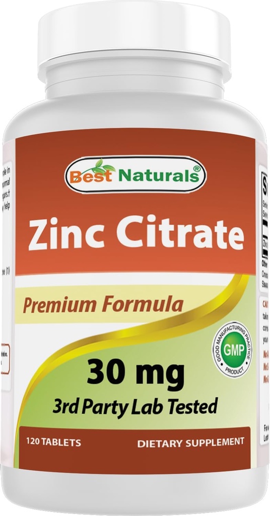 Najboljši naravni cink 30mg dodatki (kot cinkov citrat) - cink Vitamini za odrasle Imunska podpora - 120 tablet (120 število (Pack of 1))