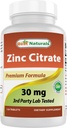 Best Naturals Zinc 30mg Supplements (as Zinc Citrate) - zinc Vitamins for Adults Immune Support - 120 Tablets (120 Count (Pack of 1))