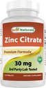 Najlepšie prírodné Zinok 30mg Doplnky (ako zinkový citrát) - zinok Vitamíny pre dospelých Imunitná podpora - 120 tabliet (120 Počet (Stock of 1))