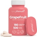Grapefruit 씨앗 추출물 500mg - Citrus Paradisis, 180 채식 캡슐, 매일 에너지 및 균형을위한 유기 Naringin 보충, 6 개월 공급, GMP 인증, 미국