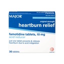 MAJOR Original Strength Heartburn Relief - Famotidine Tablets, 10 mg - Acid Reducer - 30 Tablets (1-Pack)