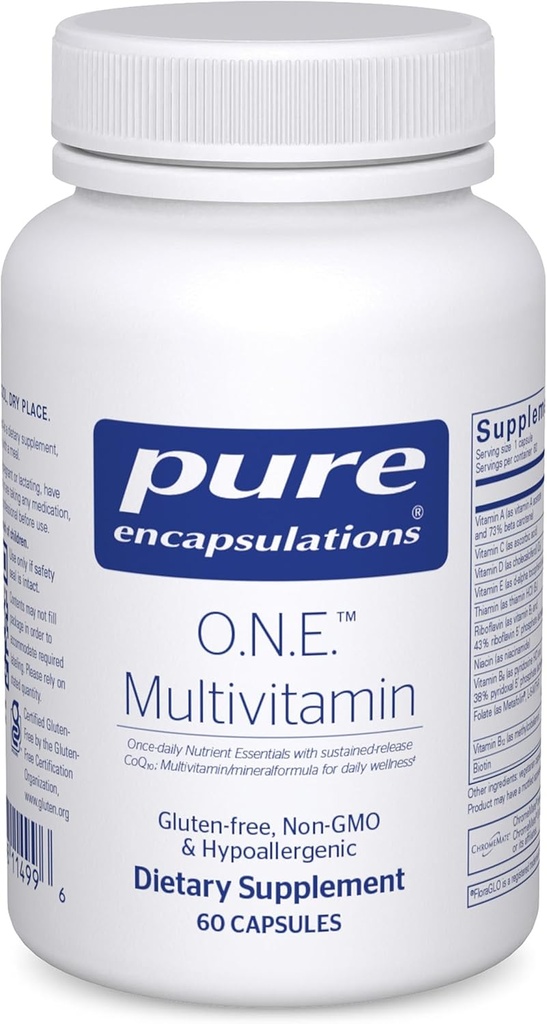 Encapsulations pures Multivitamine O.N.E. - Multivitamine une fois par jour avec la métafoline complexe antioxydante, la coQ10 et la lutéine pour soutenir la vision, la fonction cognitive et la santé cellulaire* - 60 capsules