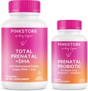 Pink Stork Prenatal Vitamin Duo: Hamile Qadınlar üçün Prenatal Vitaminlər və Probiotiklər - DHA, Folate, Vitamin B6 və daha çox - 2 Məhsullar, 90 Capsules