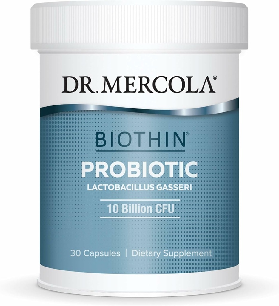 Dr. Mercola Biothin Probiotic - תוספי בריאות עיכול - תומך במטבוליזם בריא - GMO-Free, Gluten-Free & Soy-Free - 30 delayed-Releases (30 משרתים)