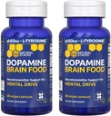 Dopamiin Aju toit - 650 mg L-türosiini lisand - dopamiini lisand fookuse ja vaimse ajami jaoks - toetab vaimset energiat - neurotransmitteri tugi B-vitamiinidega - 120 kapslit